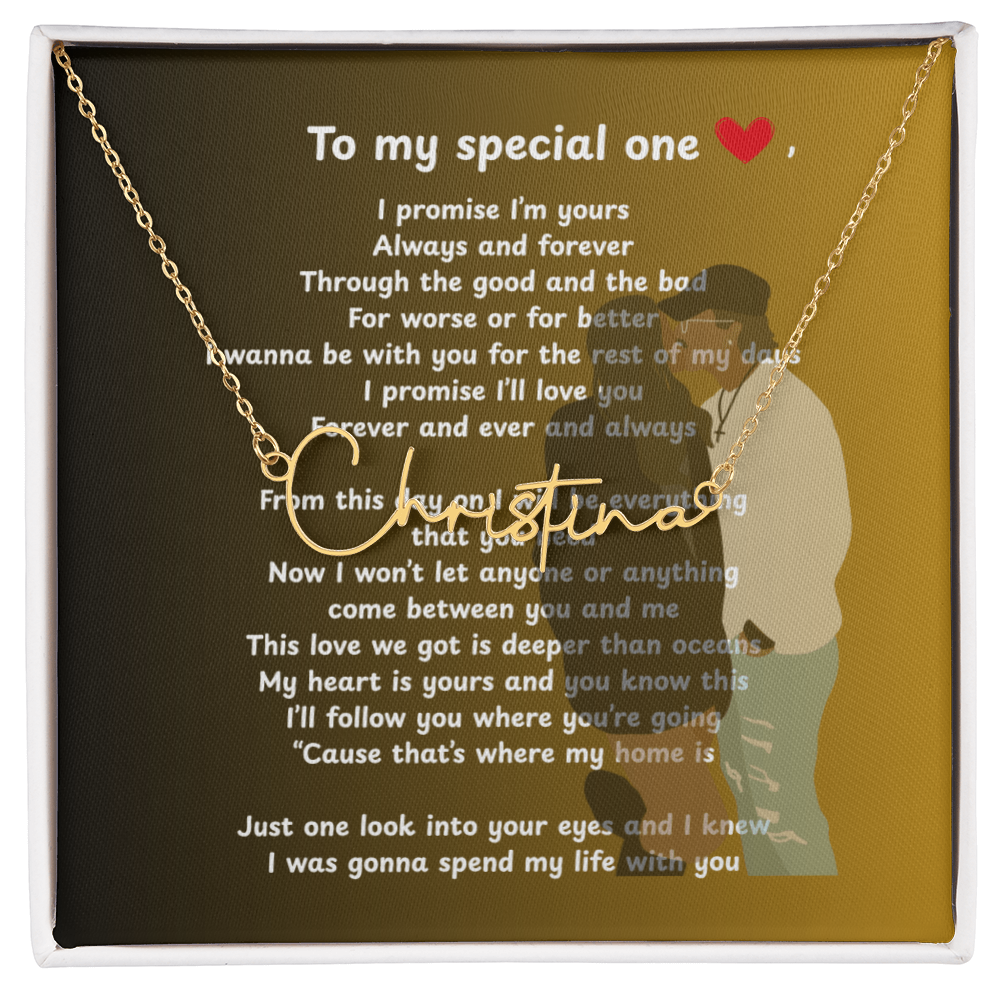 Personalized To My Special One Signature Name Necklace