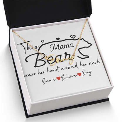 Personalized Mama Bear Signature Name Necklace
