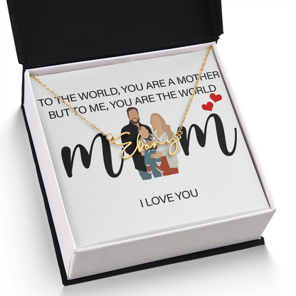 Personalized Mom I Love You Signature Name Necklace