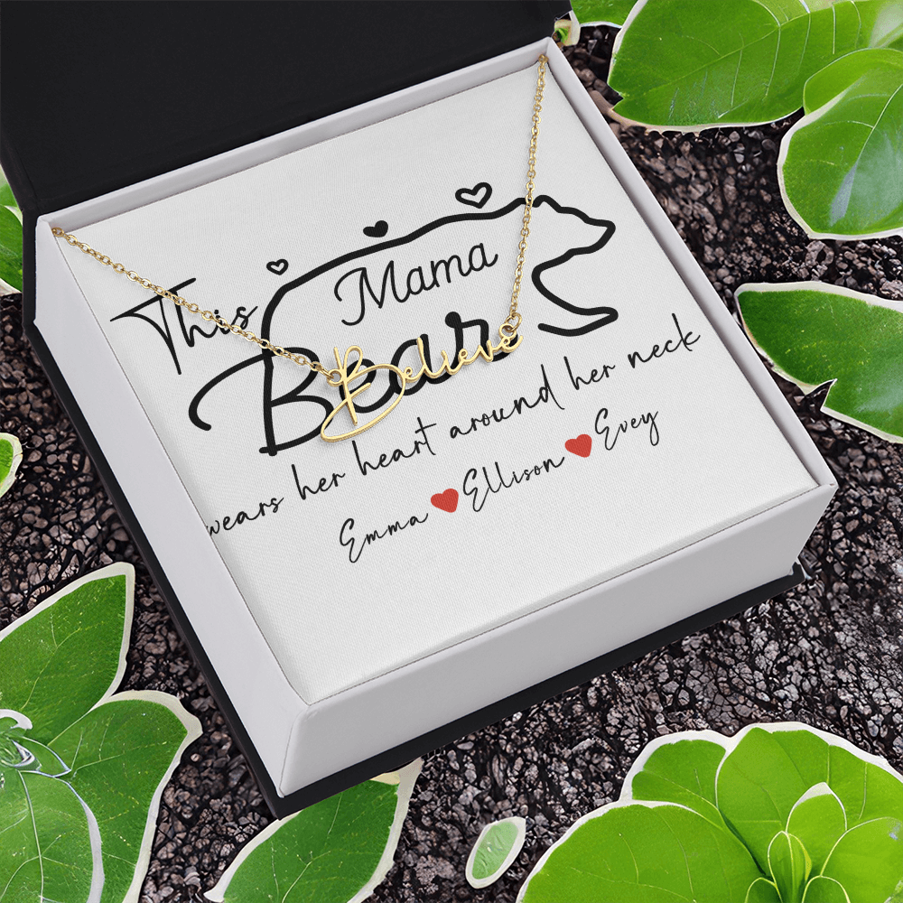 Personalized Mama Bear Signature Name Necklace