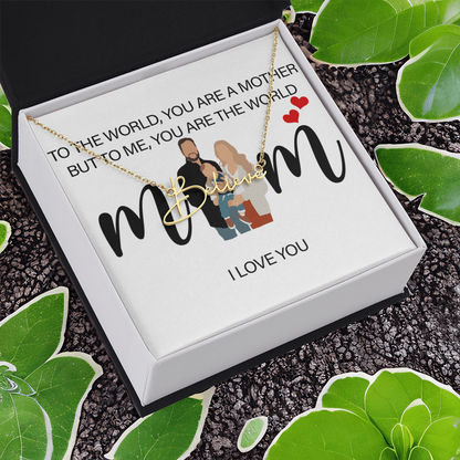 Personalized Mom I Love You Signature Name Necklace