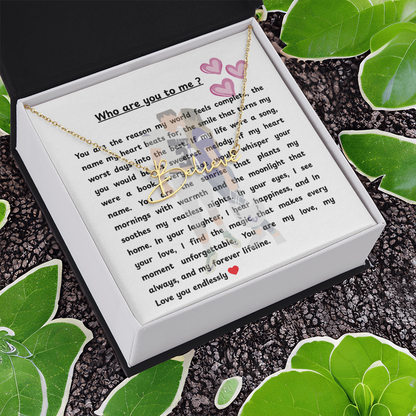 Personalized Who Are You To Me Signature Name Necklace