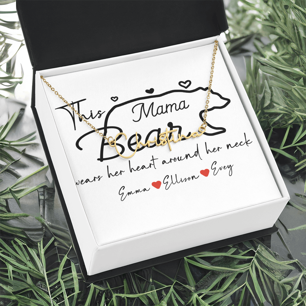 Personalized Mama Bear Signature Name Necklace