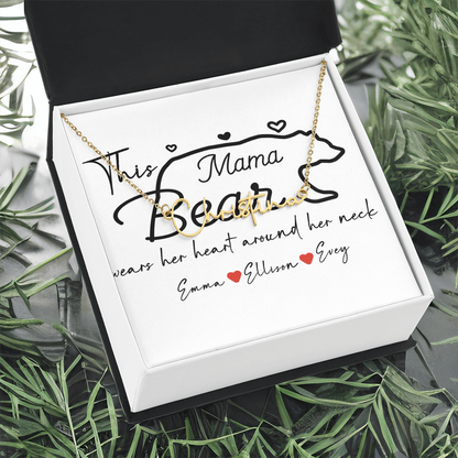 Personalized Mama Bear Signature Name Necklace