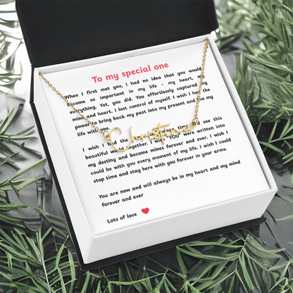 Personalized To My Special One Signature Name Necklace
