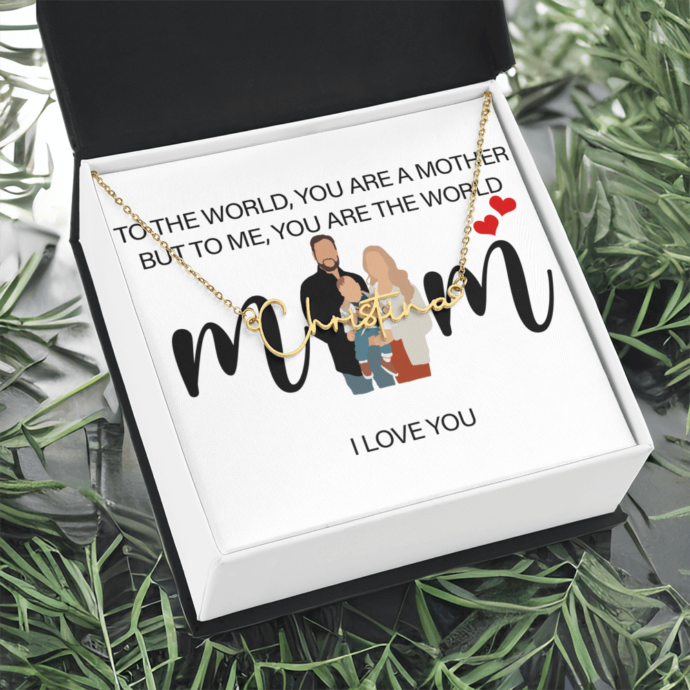 Personalized Mom I Love You Signature Name Necklace