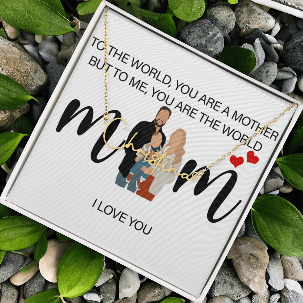 Personalized Mom I Love You Signature Name Necklace