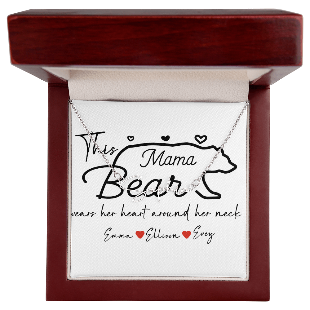 Personalized Mama Bear Signature Name Necklace