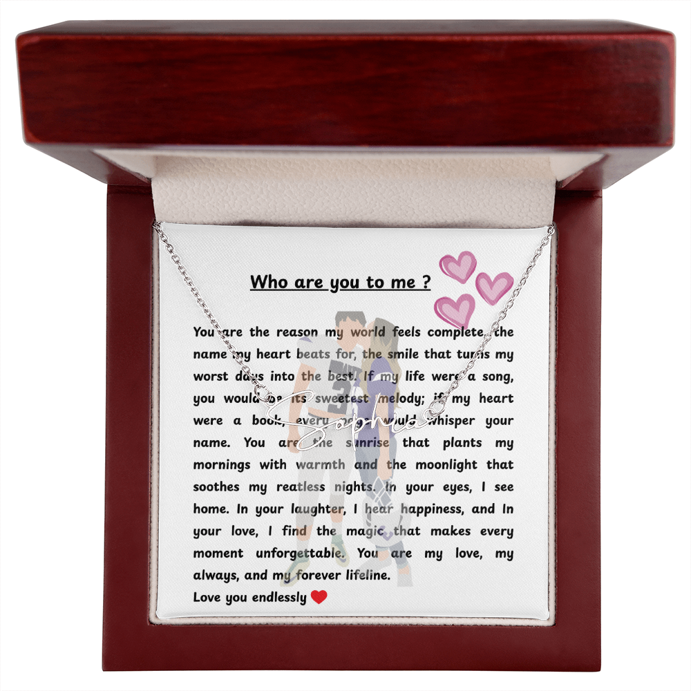 Personalized Who Are You To Me Signature Name Necklace