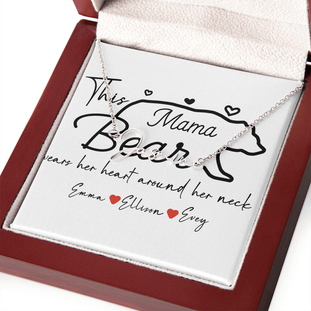 Personalized Mama Bear Signature Name Necklace