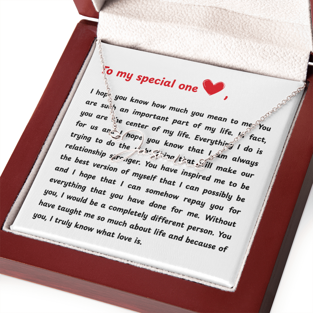 Personalized To My Special One Signature Name Necklace
