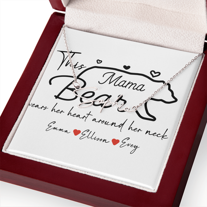 Personalized Mama Bear Signature Name Necklace