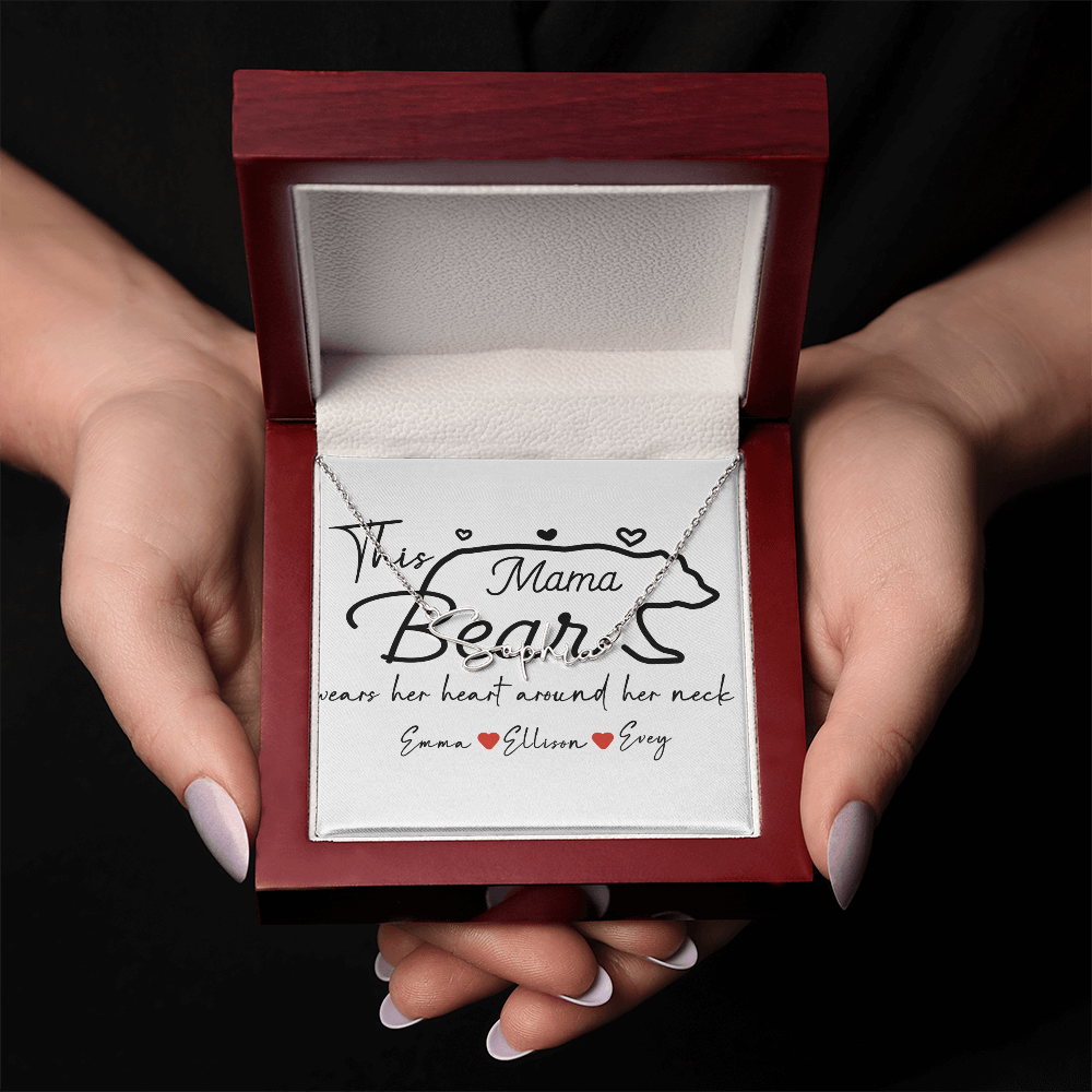 Personalized Mama Bear Signature Name Necklace