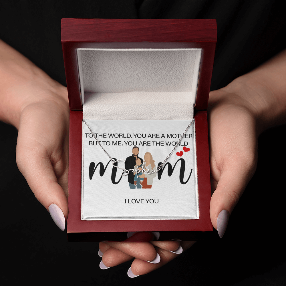 Personalized Mom I Love You Signature Name Necklace