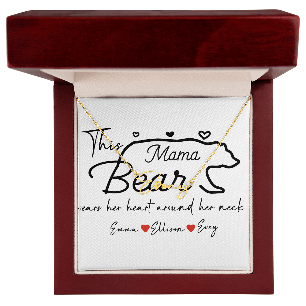 Personalized Mama Bear Signature Name Necklace