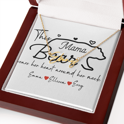 Personalized Mama Bear Signature Name Necklace