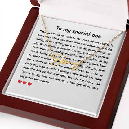 Personalized To My Special One Signature Name Necklace