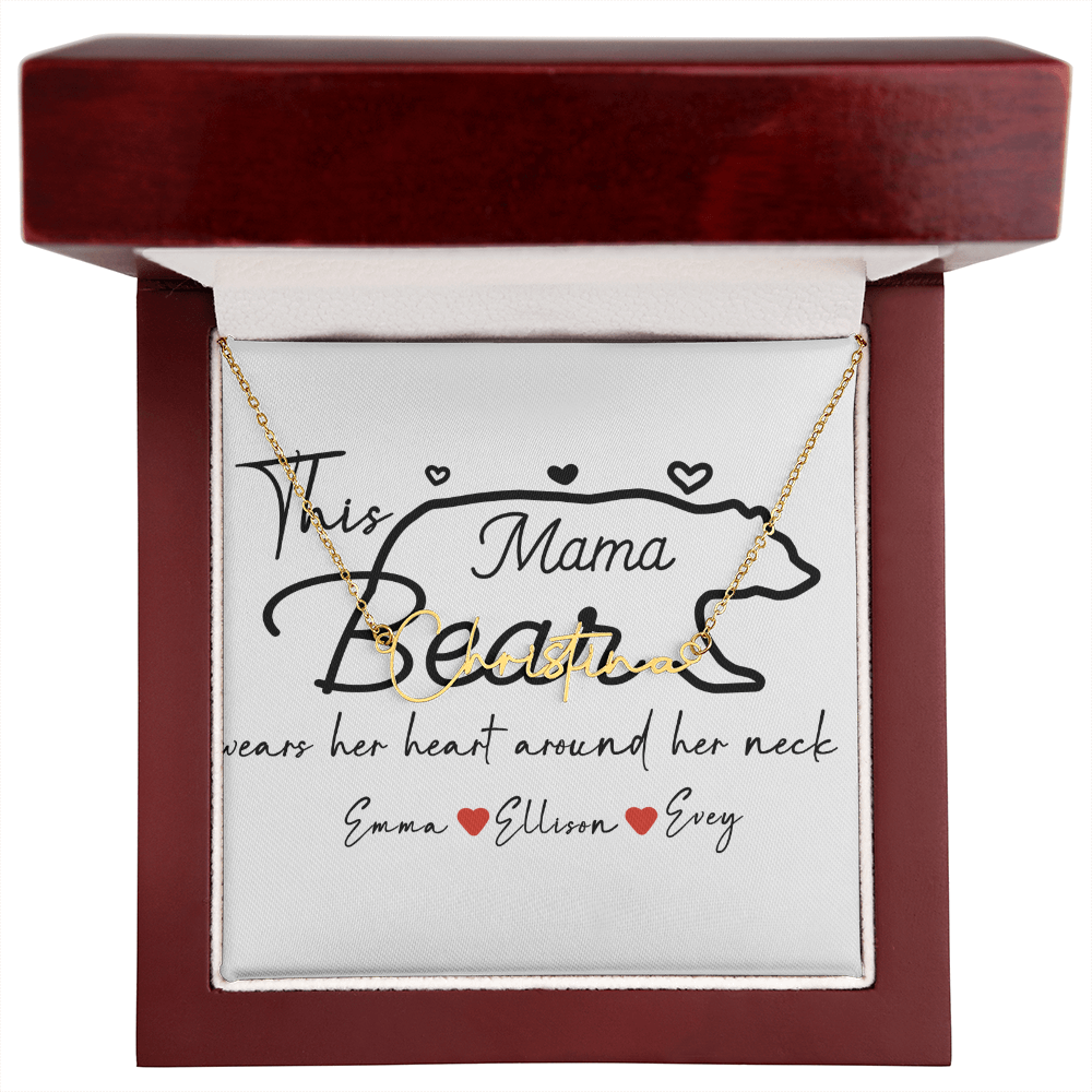 Personalized Mama Bear Signature Name Necklace