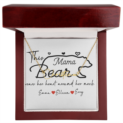 Personalized Mama Bear Signature Name Necklace