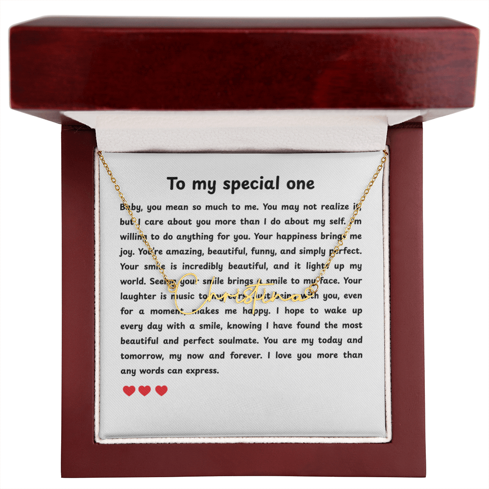 Personalized To My Special One Signature Name Necklace