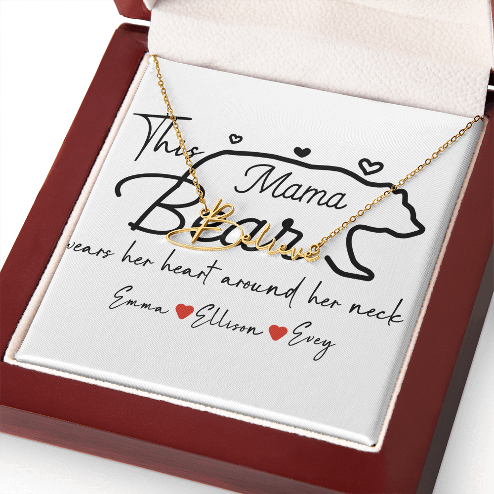 Personalized Mama Bear Signature Name Necklace