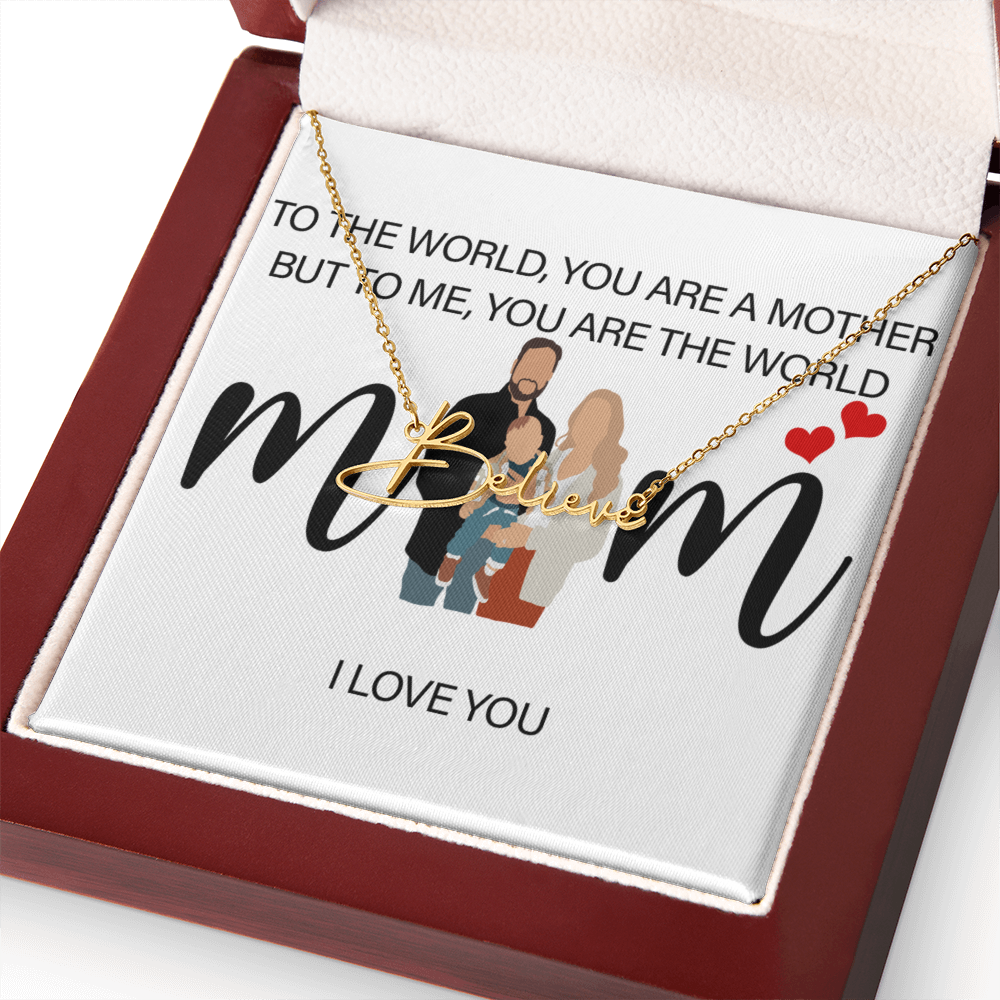 Personalized Mom I Love You Signature Name Necklace