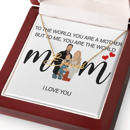 Personalized Mom I Love You Signature Name Necklace