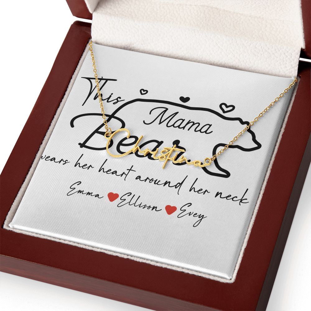 Personalized Mama Bear Signature Name Necklace
