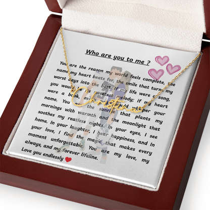 Personalized Who Are You To Me Signature Name Necklace