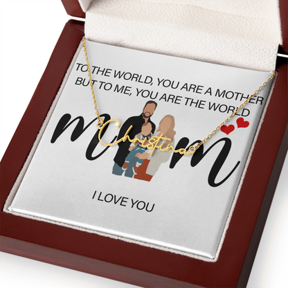 Personalized Mom I Love You Signature Name Necklace