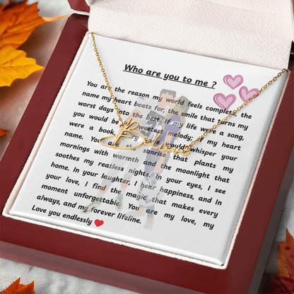 Personalized Who Are You To Me Signature Name Necklace