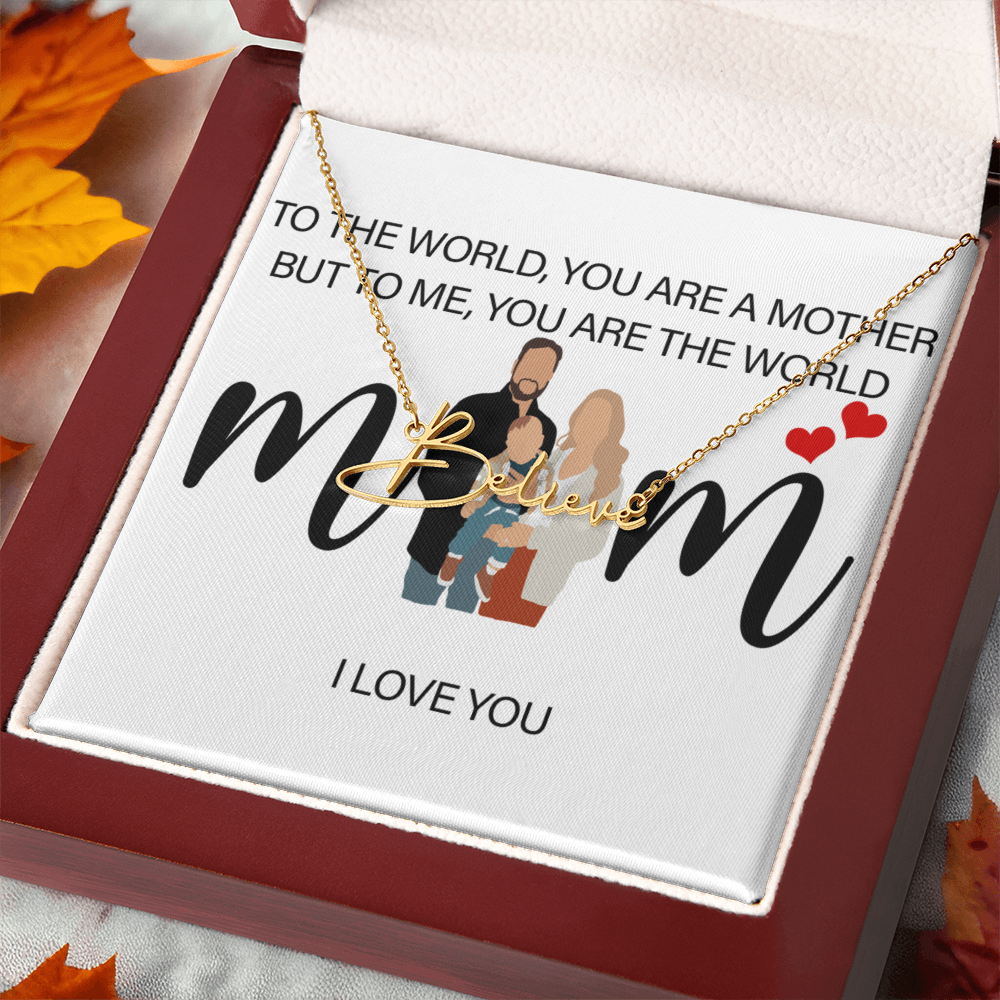 Personalized Mom I Love You Signature Name Necklace