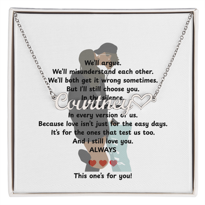 Personalized This One's For You Heart Name Necklace