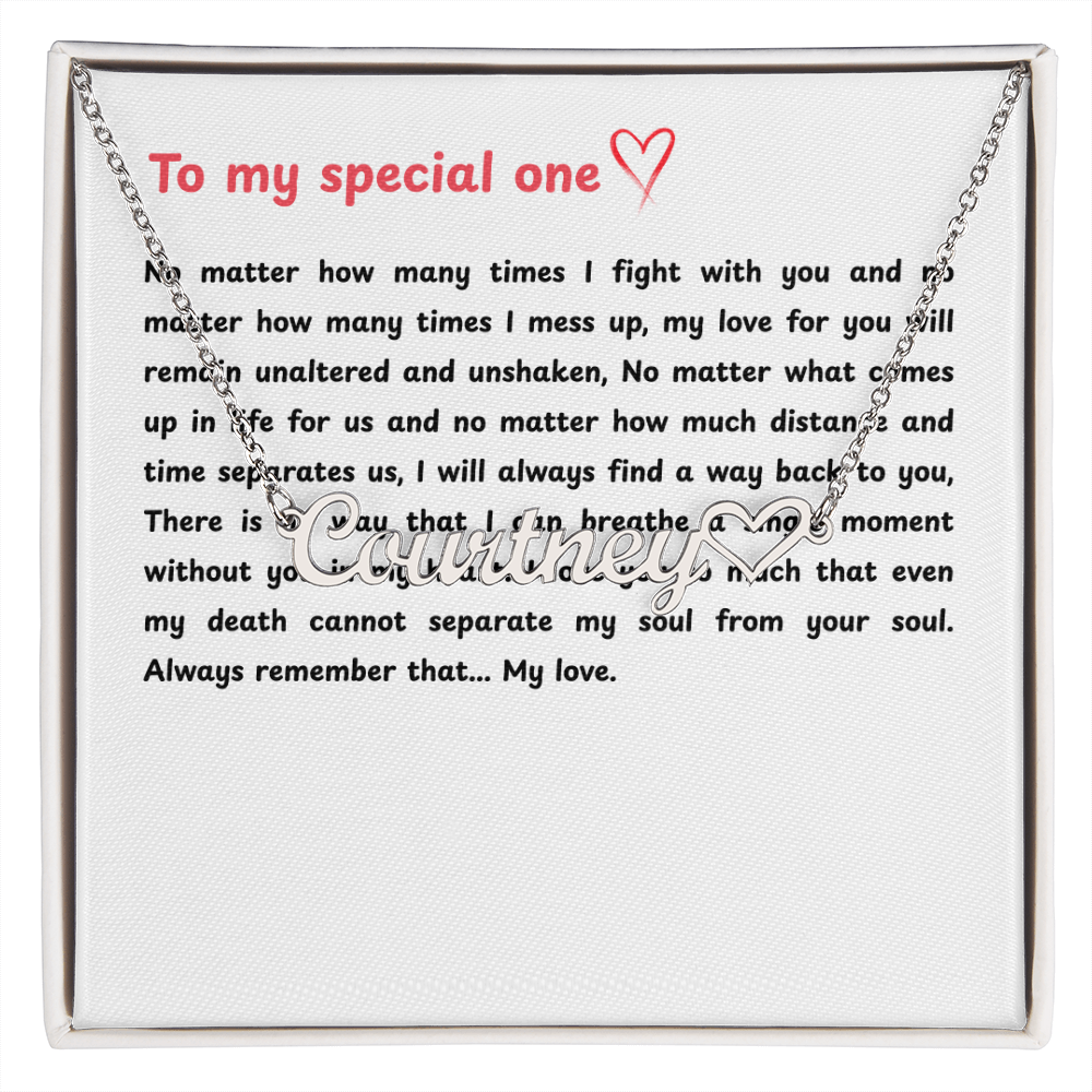 Personalized To My Special One Heart Name Necklace