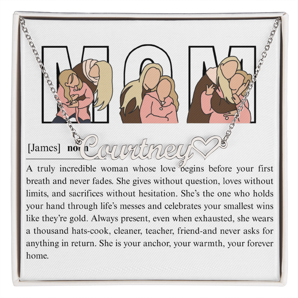 Personalized Mom Heart Name Necklace