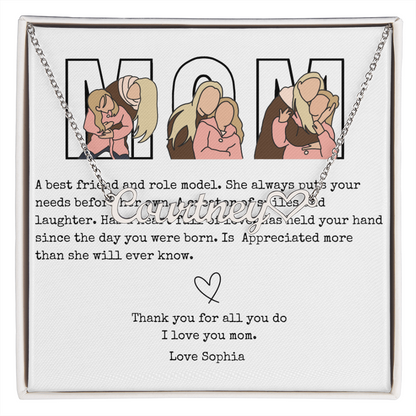Personalized Mom Heart Name Necklace