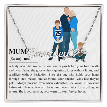 Personalized Mum Heart Name Necklace
