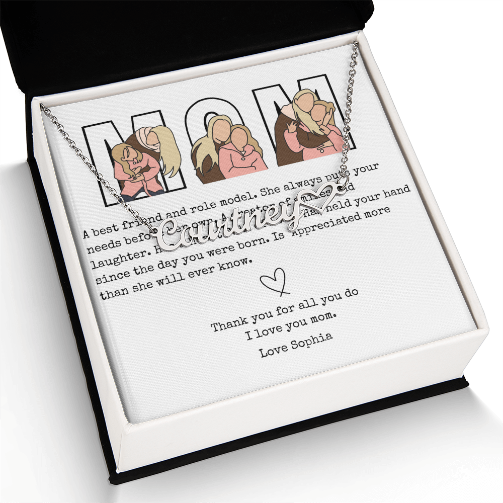 Personalized Mom Heart Name Necklace
