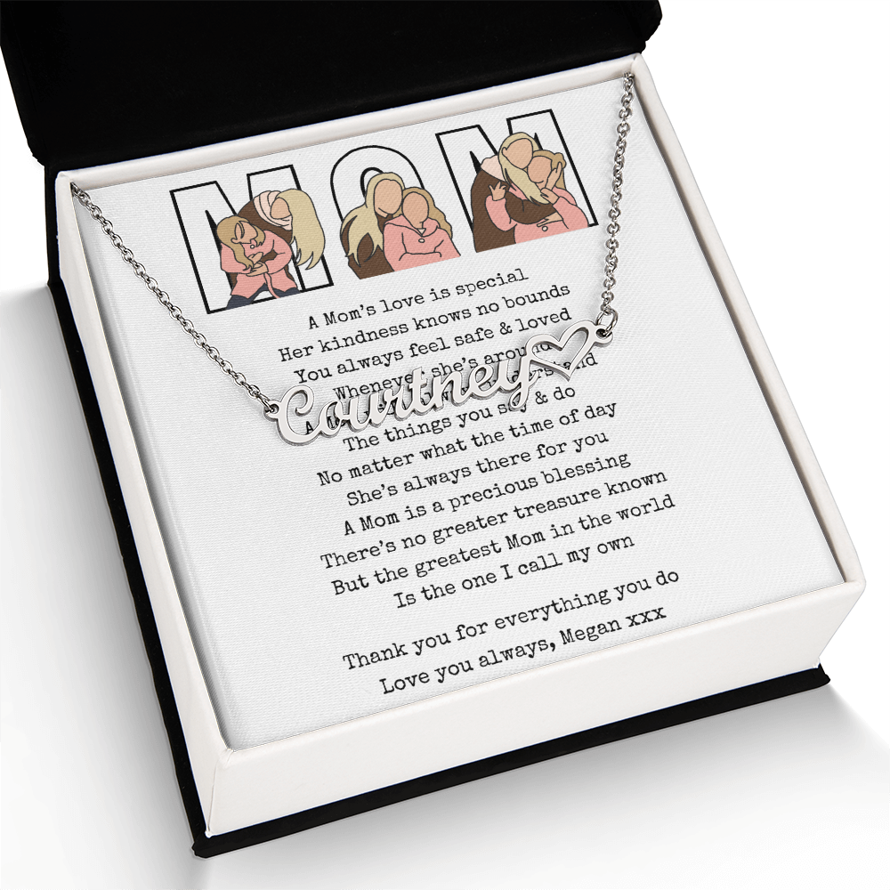 Personalized Mom Heart Name Necklace