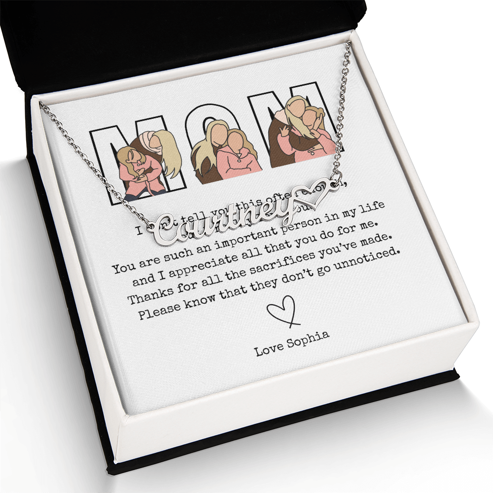 Personalized Mom Heart Name Necklace