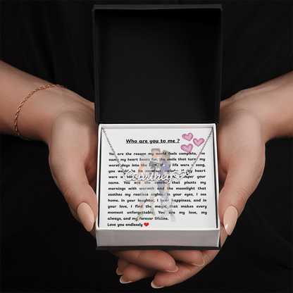 Personalized Who Are You To Me Heart Name Necklace