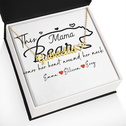 Personalized Mama Bear Heart Name Necklace