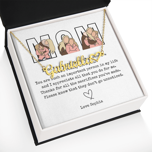 Personalized Mom Heart Name Necklace