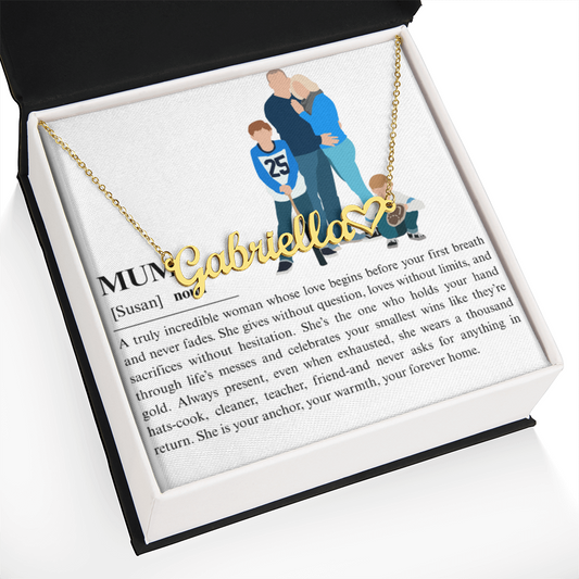 Personalized Mum Heart Name Necklace