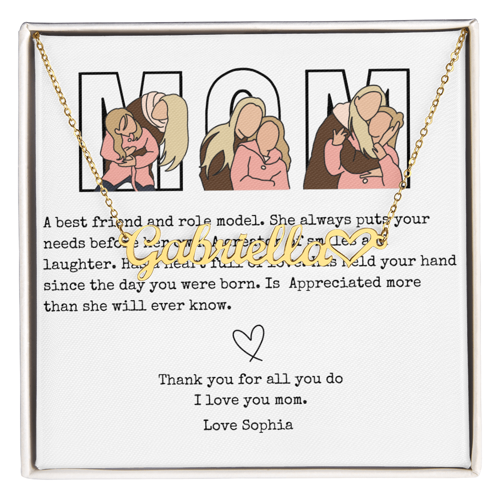 Personalized Mom Heart Name Necklace