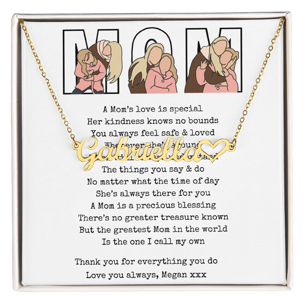 Personalized Mom Heart Name Necklace
