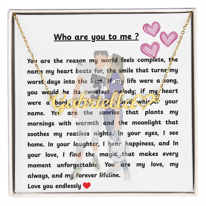 Personalized Who Are You To Me Heart Name Necklace