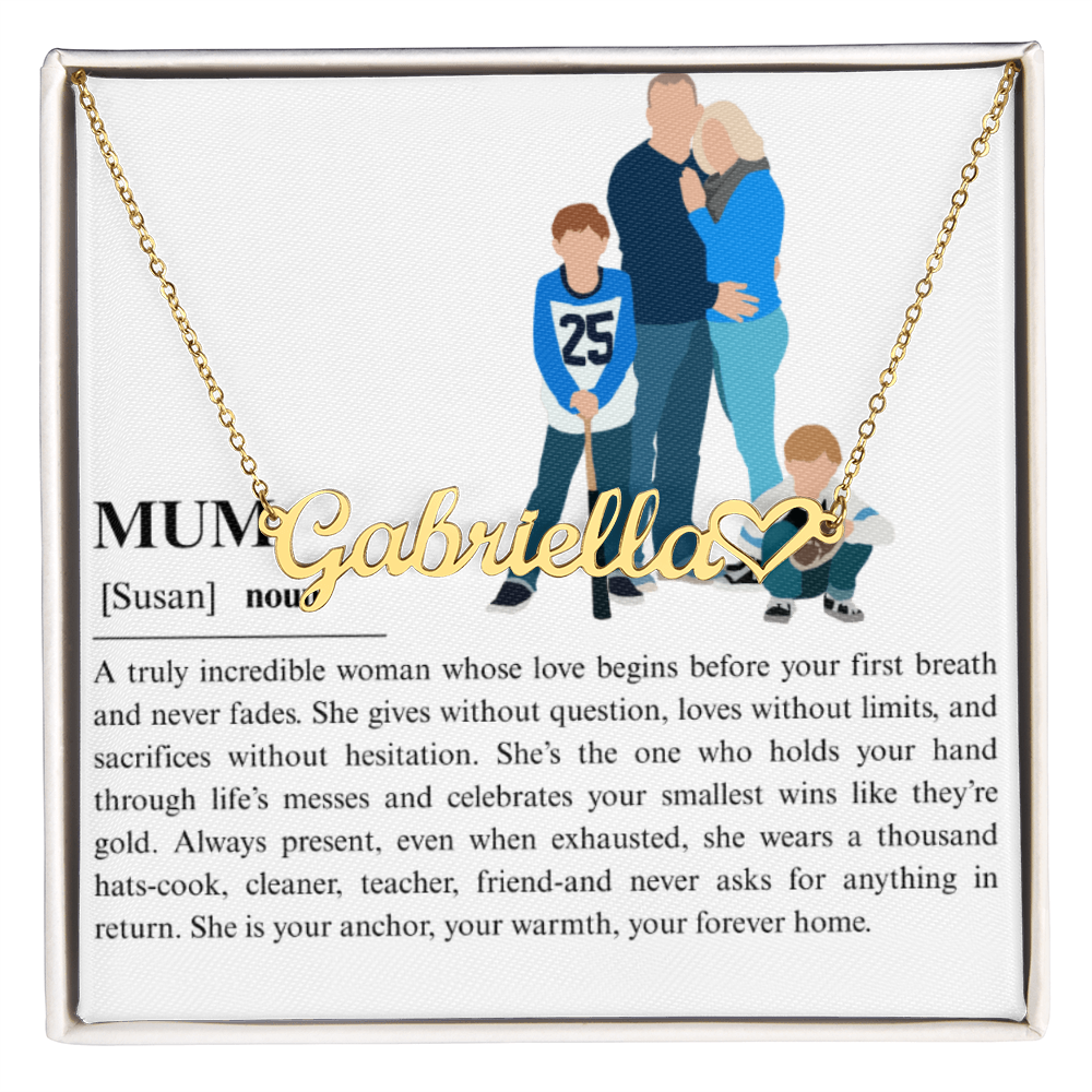 Personalized Mum Heart Name Necklace