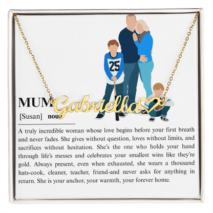 Personalized Mum Heart Name Necklace