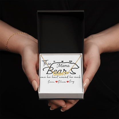 Personalized Mama Bear Heart Name Necklace